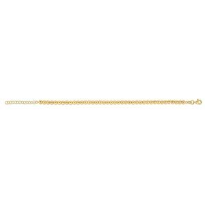 14K Gold 4mm Bead Chain Bracelet with Adjustable Length and Polished Finish